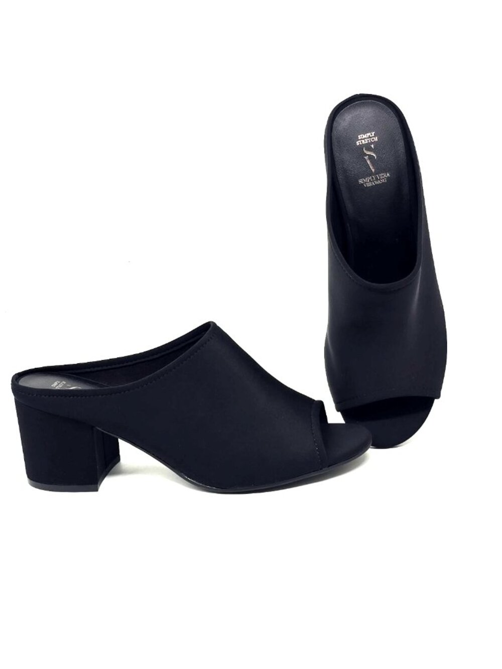 Simply Vera Vera Wang Jonagold Black Mule Block Heels Sandals Women's Size 7.5M
